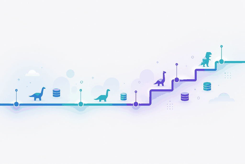 Diagram of a stable timeline that steps upward into blocky increments suggesting rising pricing over time