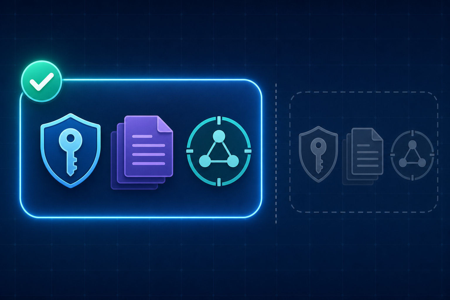 Illustration of IAM, logs and network icons owned inside one cloud account boundary versus a faded vendor