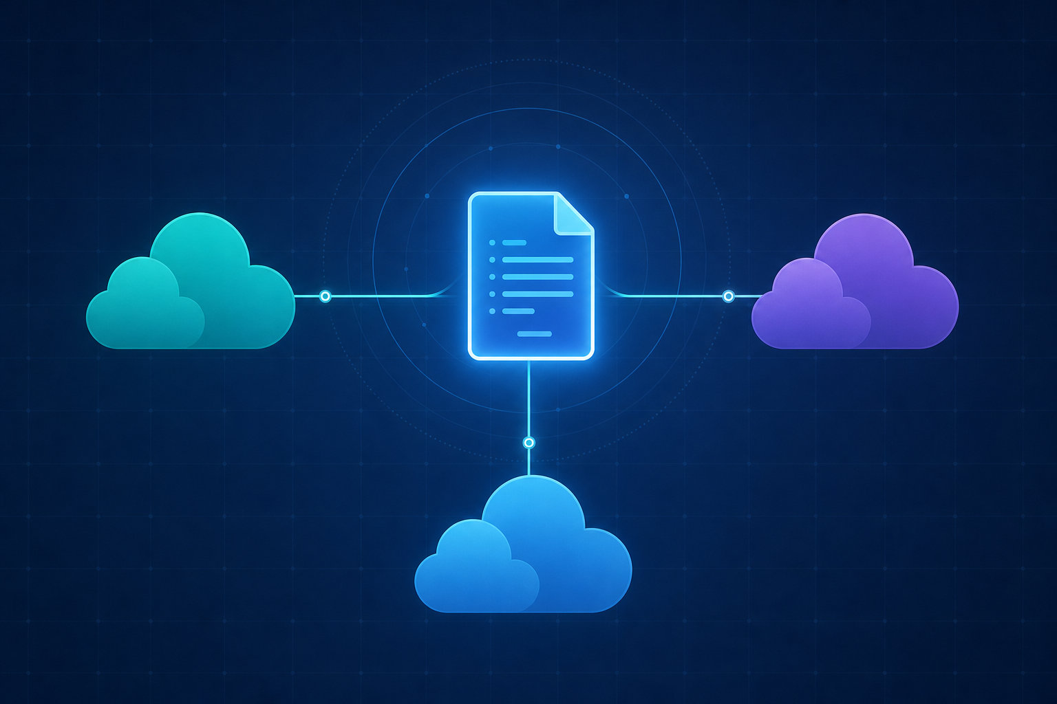 Illustration of one manifest file deploying identically to three abstract cloud platforms