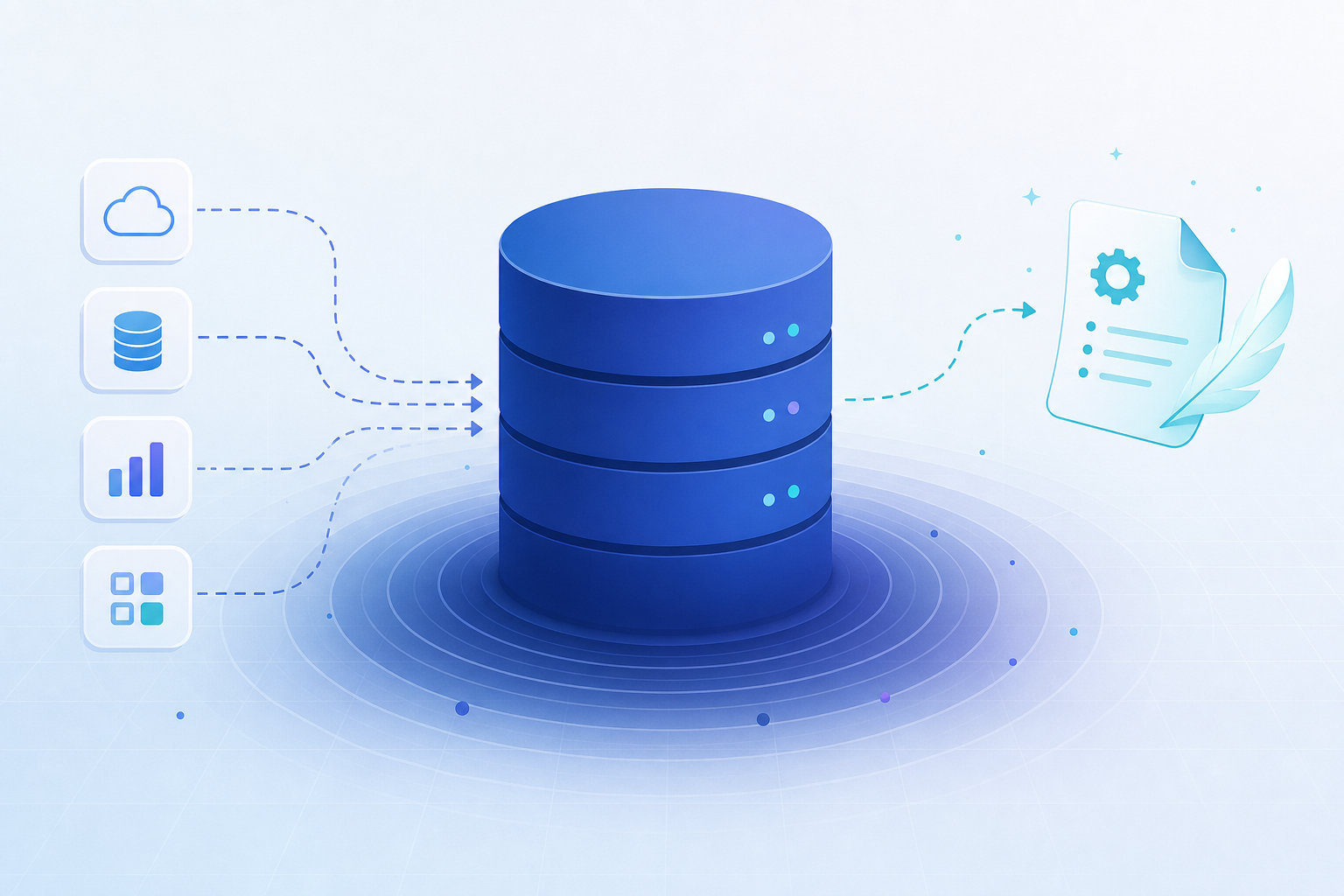Illustration of a heavy anchored database beside a light floating manifest showing data gravity