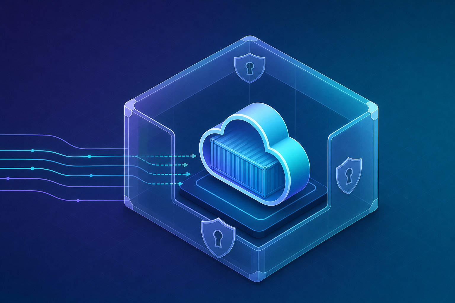 Illustration of an app container running inside a protective, customer-owned cloud account boundary